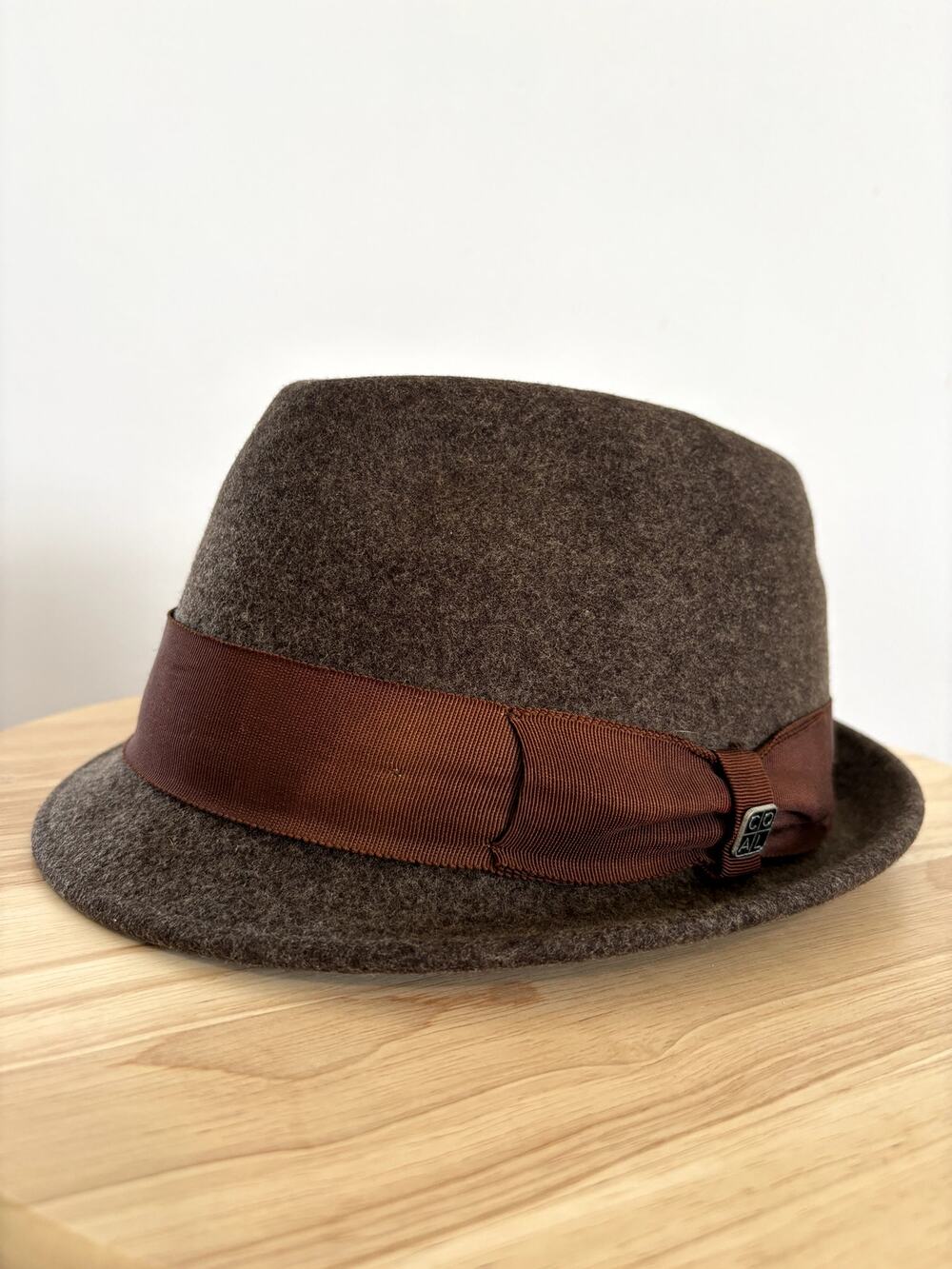 Coal Headwear Brown Wool Felt Fedora Hat Satin Paisley Lining Ribbon Trim